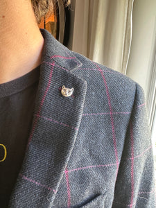 Silver cat pin, lapel pin, scatter pin