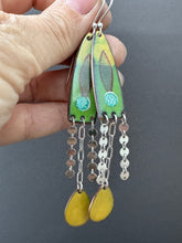 Load image into Gallery viewer, Yellow and Green Long Enamel Earrings
