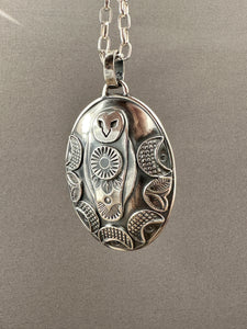 Double sided Jewel owl with hypersthene