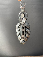 Load image into Gallery viewer, Hypersthene and feathers pendant
