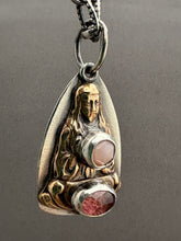 Load image into Gallery viewer, Bronze Mysterious Woman Pendant with Pink Stones
