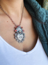 Load image into Gallery viewer, Garnets and Andesine Sacred Heart pendant
