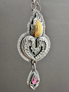 Garnet Sacred Heart pendant