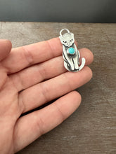 Load image into Gallery viewer, Sterling silver Kitty Pet with Turquoise

