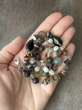 Load image into Gallery viewer, Vintage glass bead silk knotted necklace in neutrals
