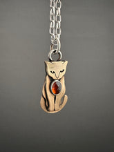 Load image into Gallery viewer, Bronze Kitty pet with Garnet
