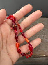 Load image into Gallery viewer, Vintage glass bead silk knotted necklace in reds
