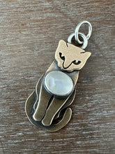Load image into Gallery viewer, Bronze Kitty Pet with a Moonstone
