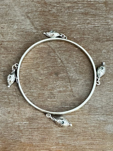 Sterling silver patterned Jingle bangle