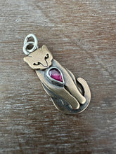 Load image into Gallery viewer, Bronze Kitty Pet with Garnet
