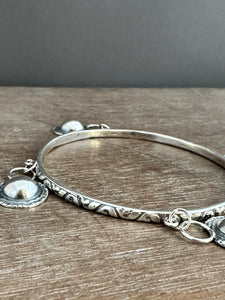 Sterling silver patterned Jingle bangle