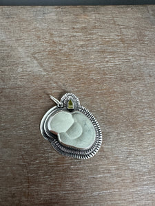 Fairy stone and vesuvianite crystal pendant