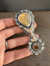 Load image into Gallery viewer, 14k gold filed Angel with Sagenite and mossy aquamarine
