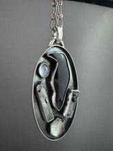 Load image into Gallery viewer, Amethyst sage agate raven and crystal Necklace
