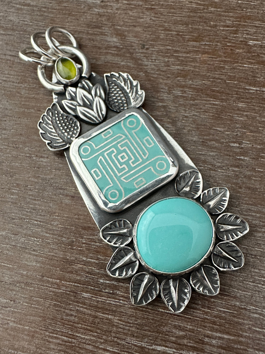 Enamel and Lone Mountain Turquoise Medallion