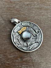 Load image into Gallery viewer, Silver fish parable pendant with abalone
