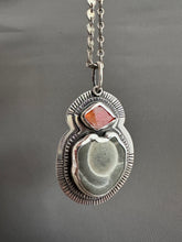 Load image into Gallery viewer, Fairy stone and wulfenite crystal pendant
