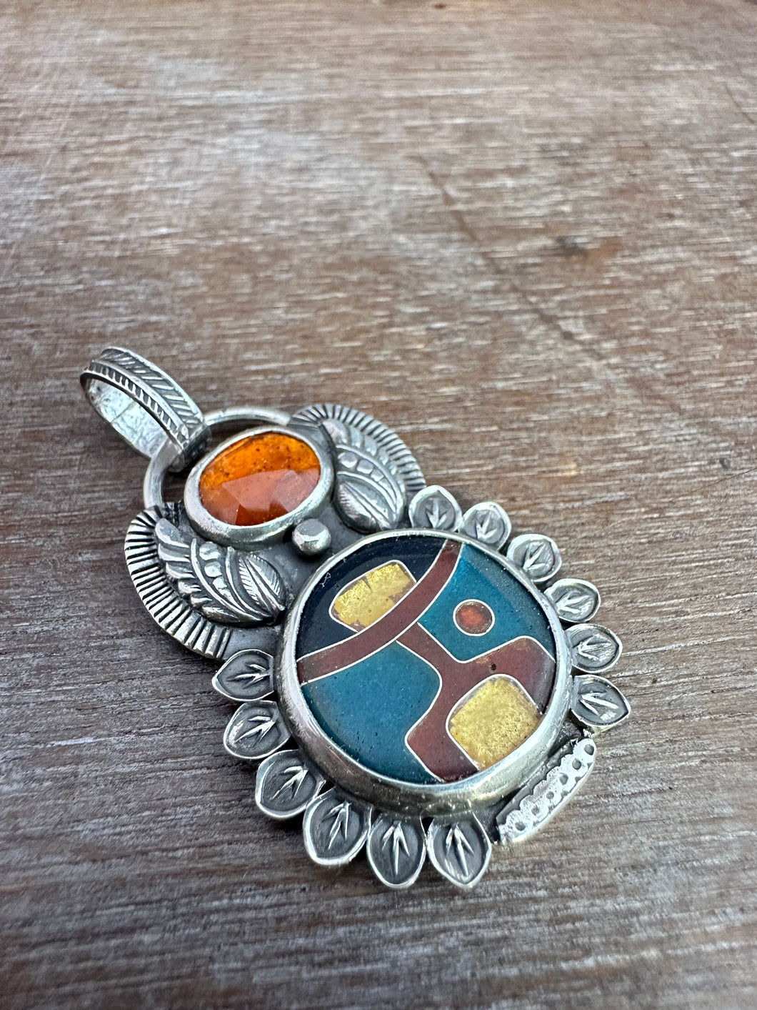 Cloisonné and Kyanite Medallion