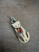 Load image into Gallery viewer, Bronze Kitty pet with Garnet
