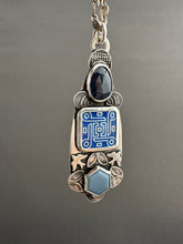 Load image into Gallery viewer, Enamel, Sapphire, and Seam Opal Pendant
