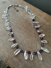 Load image into Gallery viewer, Quartz and Fluorite Beaded Necklace on Hand Knotted Silk Thread
