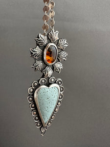 Leland Blue and Montana agate Sacred Heart