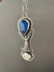 Angel with Labradorite and Herkimer Crystal