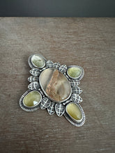 Load image into Gallery viewer, Mossy agate and green rutilated quartz medallion

