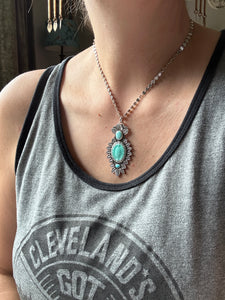 Enamel and Lone Mountain Turquoise Medallion