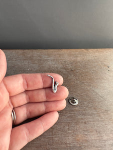 Silver Saxophone pin, lapel pin, scatter pin