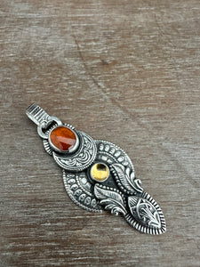 Orange Kyanite moon pendant