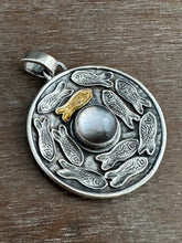 Load image into Gallery viewer, Silver fish parable pendant with abalone
