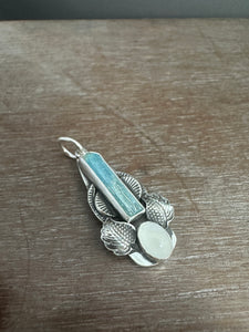 Aquamarine Crystal and moonstone pendant