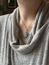 Load image into Gallery viewer, Layered silver and Aquamarine eye pendant
