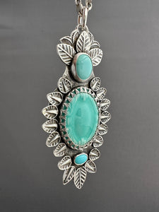 Enamel and Lone Mountain Turquoise Medallion