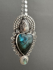 Labradorite Sacred Heart pendant