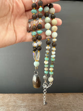 Load image into Gallery viewer, Handmade Bronze Bell on Hand Knotted Silk Beaded (long necklace)
