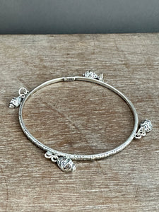 Sterling silver patterned Jingle bangle