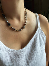 Load image into Gallery viewer, Vintage glass bead silk knotted necklace in neutrals
