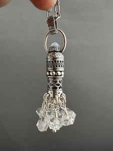 Handmade herkimer crystal Tassel with blue chalcedony