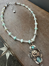 Load image into Gallery viewer, Bronze lion with aquamarine
