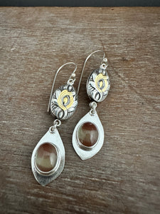 Andesine (red labradorite) and Swirls earrings