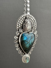 Load image into Gallery viewer, Labradorite Sacred Heart pendant
