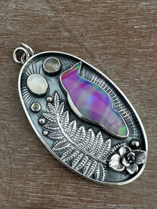 Aurora borealis raven necklace