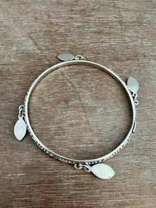 Sterling silver patterned Jingle bangle