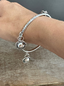 Sterling silver patterned Jingle bangle