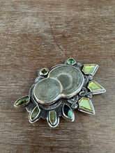 Load image into Gallery viewer, Fairy stone Pendant/Brooch with green gemstones
