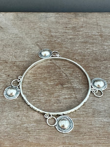 Sterling silver patterned Jingle bangle