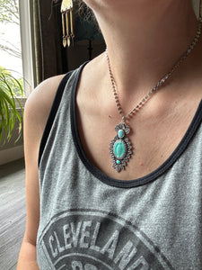 Enamel and Lone Mountain Turquoise Medallion