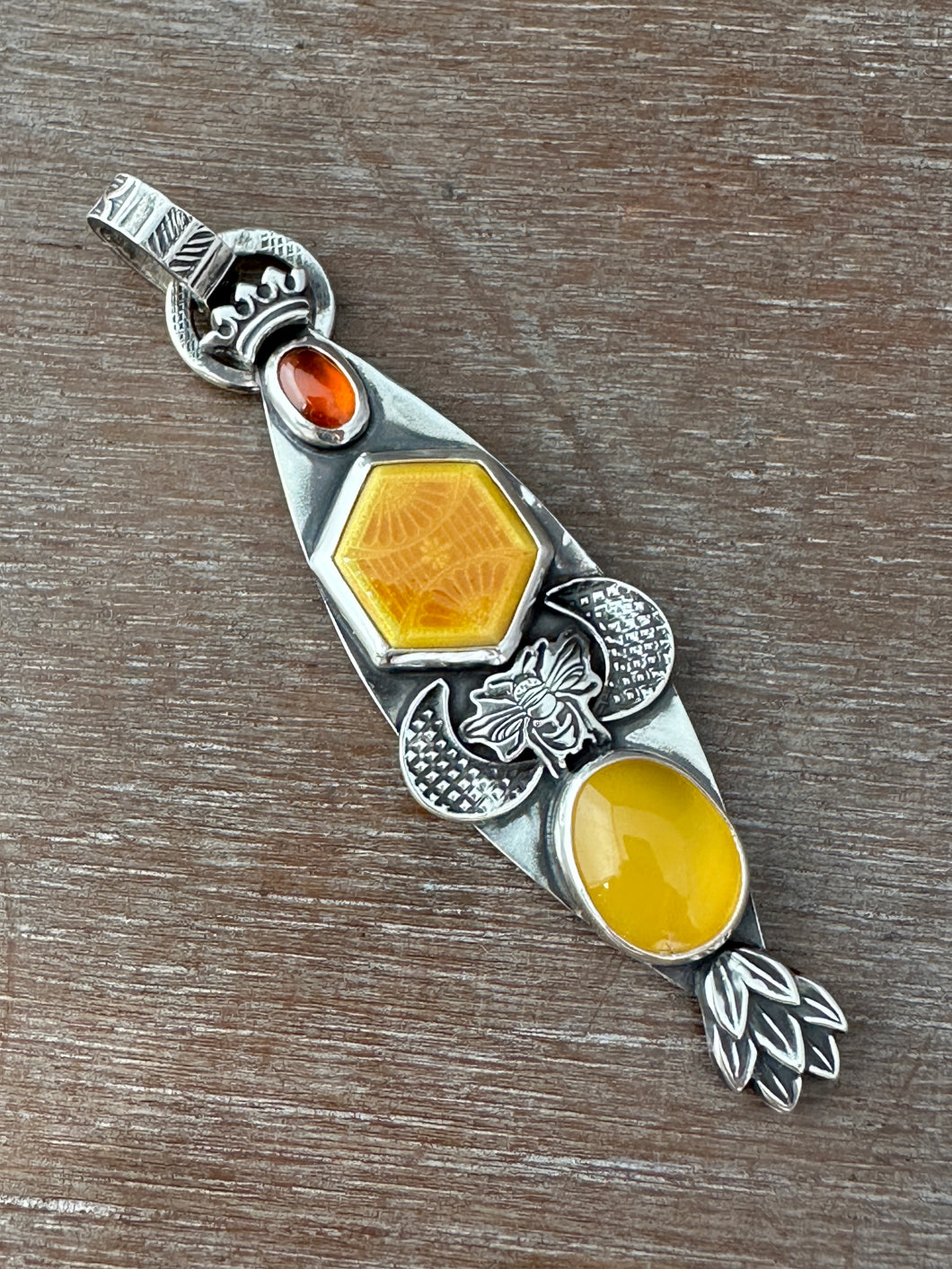 Bee and moons pendant